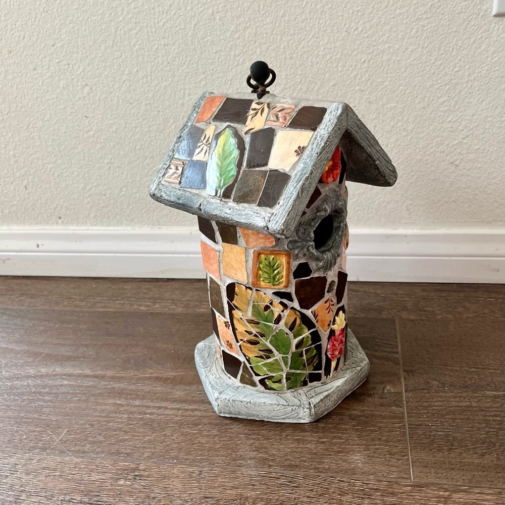 Mosaic Birdhouse with Floral Design - Picture 9 of 11